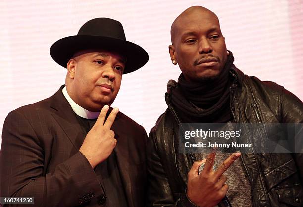 Rev Run and Tyrese visit BET's "106 & Park" at 106 & Park Studio on February 4, 2013 in New York City.