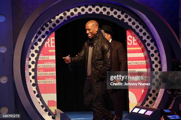 Tyrese and Rev Run visit BET's "106 & Park" at 106 & Park Studio on February 4, 2013 in New York City.
