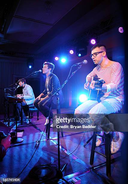 Musicians Andrew Dost, Nate Ruess, and Jack Antonoff of the band Fun. Perform a private concert to celebrate Delta Air Lines' Nonstop NYC challenge...