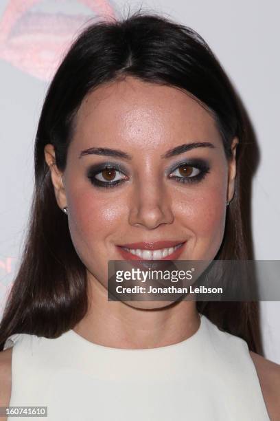 Aubrey Plaza attends the "A Glimpse Inside The Mind Of Charlie Swan III" Los Angeles premiere at ArcLight Hollywood on February 4, 2013 in Hollywood,...