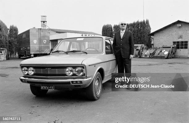 Enzo Ferrari In His Factory. Maranello - 5 février 1974 - A l'occasion de la polémique sur la limitation de vitesse sur les routes, portrait de Enzo...