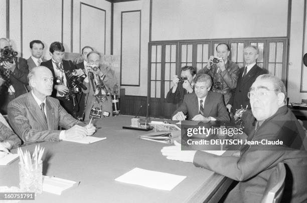 Official Visit Of Valery Giscard D'estaing In The Ussr. Moscou, avril - mai 1979, le président de la république française Valéry GISCARD D'ESTAING et...
