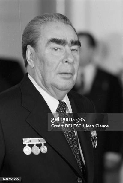 Official Visit Of Valery Giscard D'estaing In The Ussr. En URSS, à Moscou, en avril ou mai 1979, lors d'une visite officielle, Valéry GISCARD...