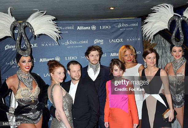 Lola Naymark and comedians attend the 'Globes de Cristal 2013' Press Room at the Lido on February 4, 2013 in Paris, France.