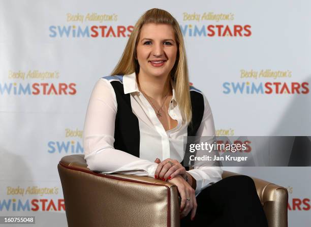 Rebecca Adlington attends a press conference to announce her retirement from competitive swimming and the launch of her charitable foundation to...