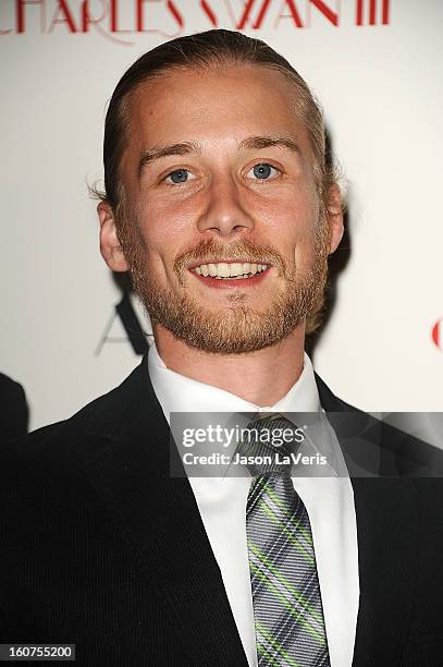 Actor Lou Taylor Pucci attends the premiere of "A Glimpse Inside The Mind Of Charlie Swan III" at ArcLight Hollywood on February 4, 2013 in...