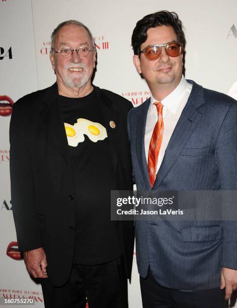 Artist Charlie White III and director Roman Coppola attend the premiere of "A Glimpse Inside The Mind Of Charlie Swan III" at ArcLight Hollywood on...