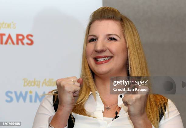 Rebecca Adlington answers questions from the media during a press conference at InterContinental London Westminster Hotel on February 5, 2013 in...