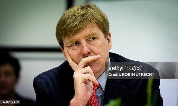 Dutch Prince Willem-Alexander visits on February 5, 2013 in Rotterdam a Centrum Voor Dienstverlening center, which helps and supports vulnerable...