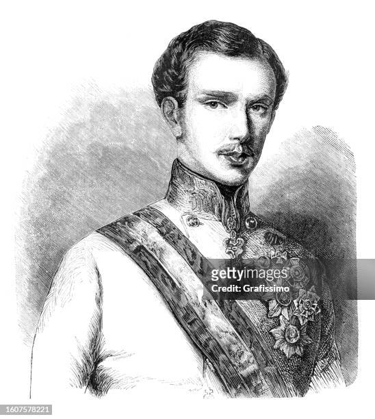 franz joseph i., kaiser von österreich und könig von ungarn 1854 - kaiser stock-grafiken, -clipart, -cartoons und -symbole