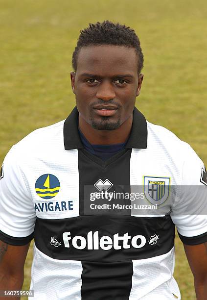 MacDonald Mariga of Parma FC poses with the club shirt during new signings official portraits at the club's training ground on February 5, 2013 in...