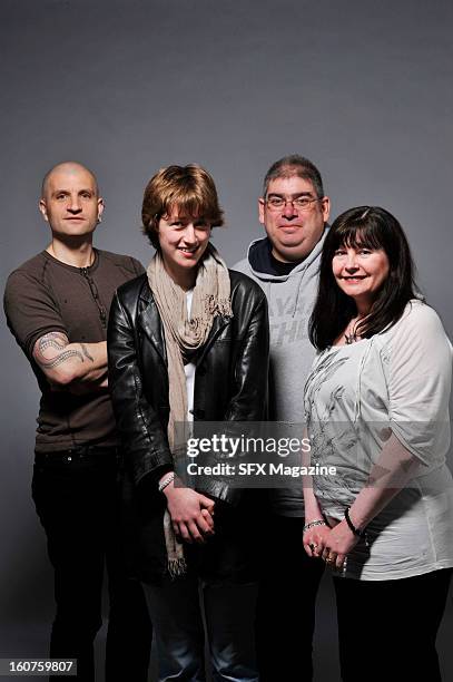 British fantasy authors China Mieville, Kate Griffin, Ben Aaronovitch and Suzanne McLeod, photographed in London for a feature on urban fantasy,...