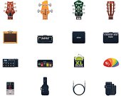 Guitar equipment icon set