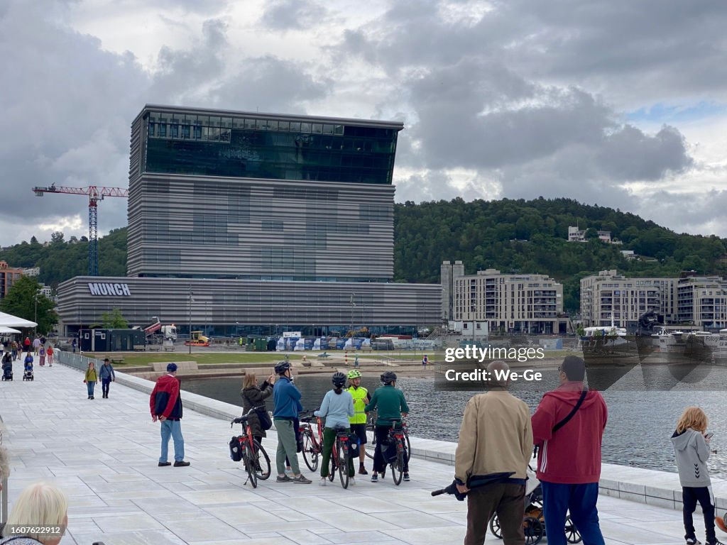 The Munch Museum (Munchmuseet in Norwegian) seen from Oslo Opera House.