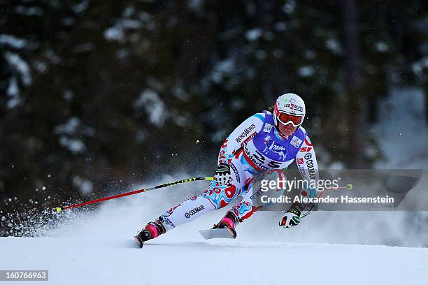 Marion Rolland of France competes in the Women's Super G event during the Alpine FIS Ski World Championships on February 5, 2013 in Schladming,...