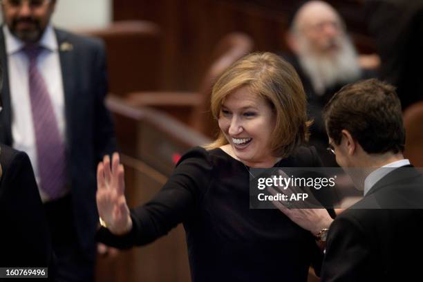 Chairperson of The Movement party, former Israeli foreign minister Tzipi Livni attends the swearing-in ceremony of the 19th Knesset, the new Israeli...