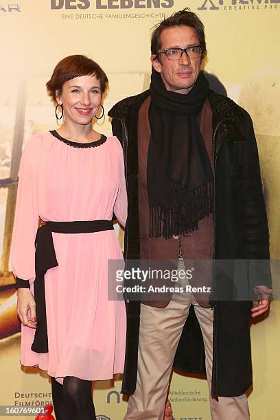 Meret Becker and Oskar Roehler attends 'Quelle des Lebens' Germany Premiere at Delphi Filmpalast on February 5, 2013 in Berlin, Germany.