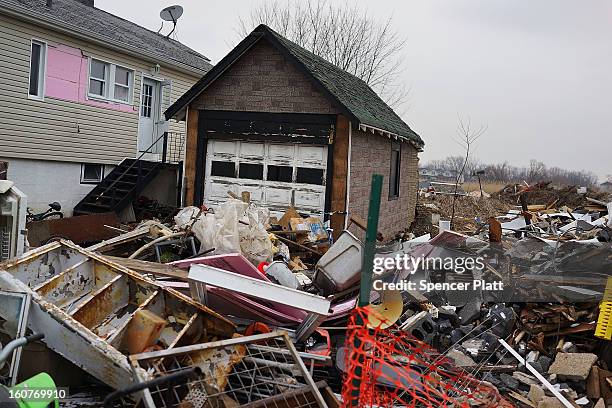 Destroyed home is viewed in Oakwood Beach in Staten Island on February 5, 2013 in New York City. In a program proposed by New York Governor Andrew...