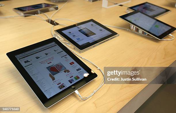 The new 128GB Apple iPad 4 is seen on display at an Apple store on February 5, 2013 in San Francisco, California. The new 128GB Apple iPad 4 went on...