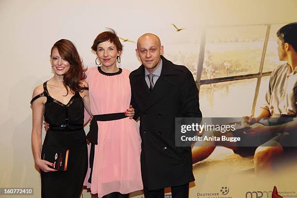 Lavinia Wilson, Juergen Vogel and Meret Becker attend the attend 'Quelle des Lebens' Germany Premiere at Delphi Filmpalast on February 5, 2013 in...