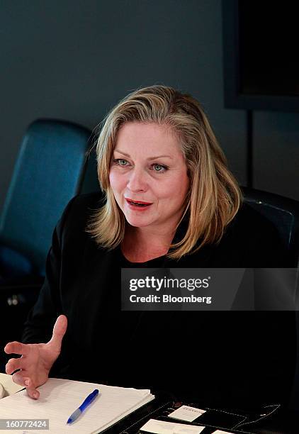 Linda Hasenfratz, chief executive officer of Linamar Corp., speaks during an interview in Toronto, Ontario, Canada, on Tuesday, Feb. 5, 2013. Linamar...