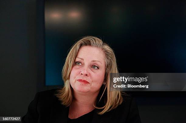 Linda Hasenfratz, chief executive officer of Linamar Corp., pauses during an interview in Toronto, Ontario, Canada, on Tuesday, Feb. 5, 2013. Linamar...