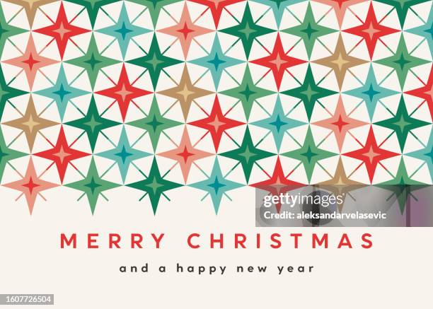 abstract graphic holiday christmas card background - mid century modern christmas stock illustrations
