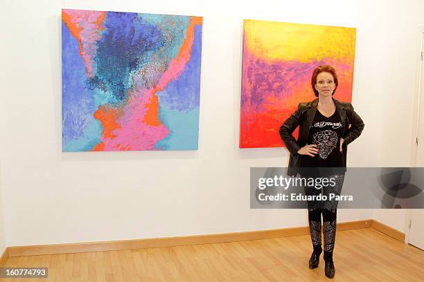 Singer Paloma San Basilio attends the presentation of his exhibition of paintings at Star gallery on February 5, 2013 in Madrid, Spain.