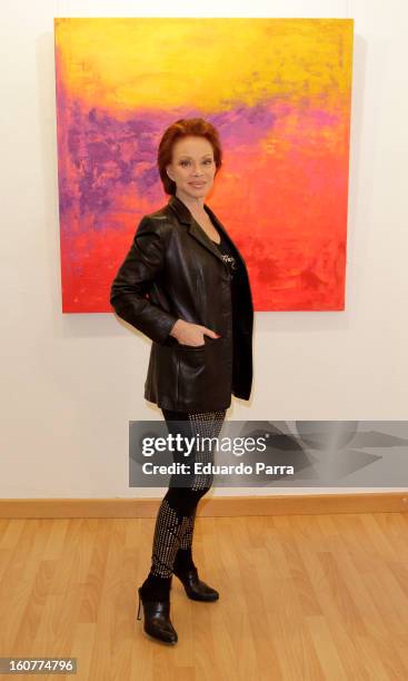 Singer Paloma San Basilio attends the presentation of his exhibition of paintings at Star gallery on February 5, 2013 in Madrid, Spain.