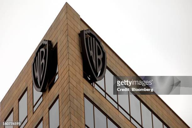 The Warner Bros. Logo is displayed on a building at Warner Bros. Studios in Burbank, California, U.S., on Tuesday, Feb. 5, 2013. Time Warner Inc.,...