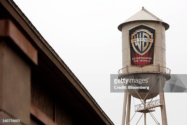 The Warner Bros. Logo is displayed on a water tower at Warner Bors. Studios in Burbank, California, U.S., on on Tuesday, Feb. 5, 2013. Time Warner...