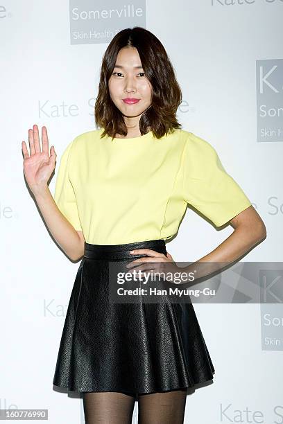 South Korean model, Han Hye-Jin attends the Kate Somerville Skin Care launching at Park Hyatt Hotel on February 5, 2013 in Seoul, South Korea.