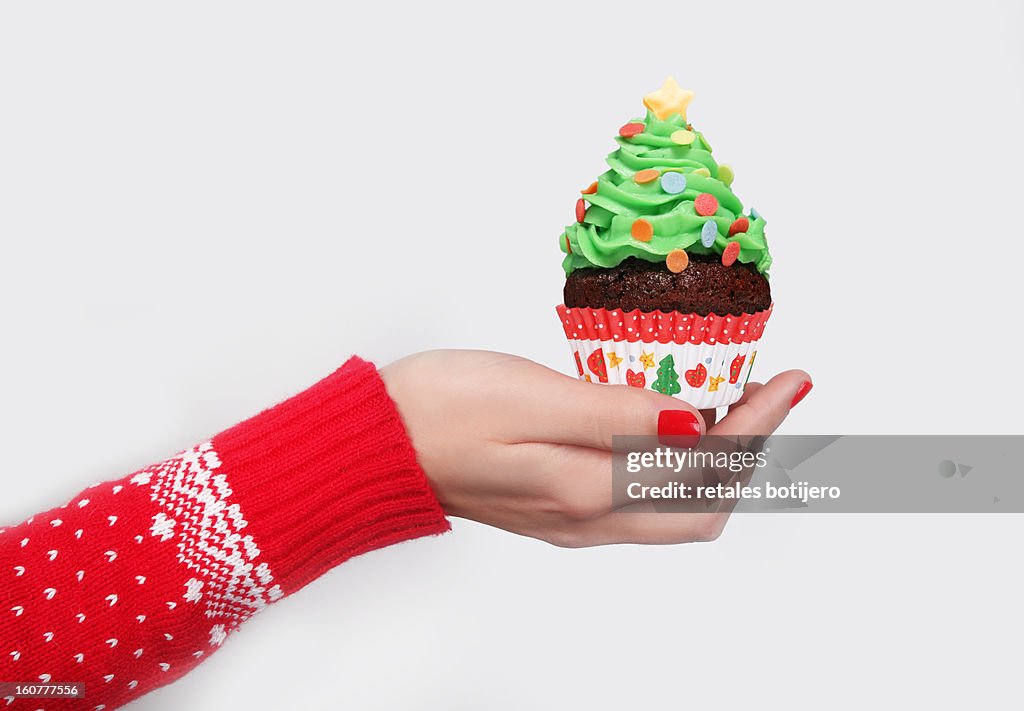 Christmas tree cupcake