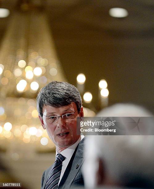 Thorsten Heins, chief executive officer of BlackBerry, speaks during an event at the Empire Club of Canada in Toronto, Ontario, Canada, on Tuesday,...