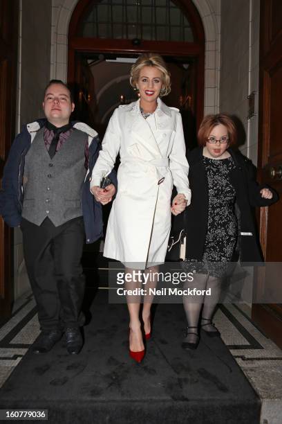 Simon Macgregor, Lydia Bright and Kate Brackley leaving The Courthouse Hotel, after the couple from The Undateables' makeover ahead of attending the...