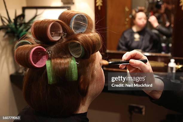 Kate Brackley receives a makeover at Nicky Clarke Hair Salon on February 5, 2013 in London, England.