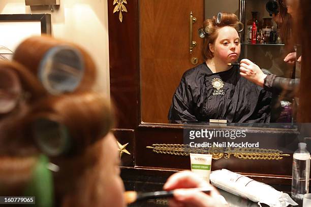 Kate Brackley receives a makeover at Nicky Clarke Hair Salon on February 5, 2013 in London, England.