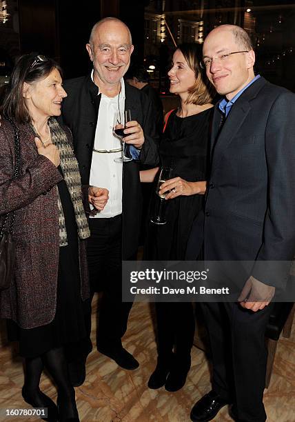 Annalisa Zumthor-Cuorad, Peter Zumthor, Charlotte de Botton and Alain de Botton attend a reception hosted by Sir David Chipperfield to celebrate the...