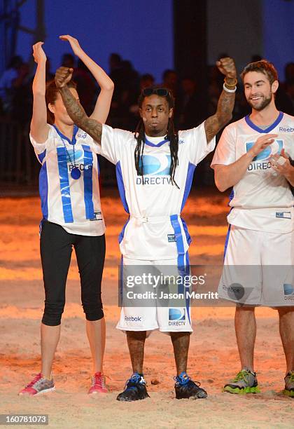 Rapper Lil Wayne attends DIRECTV'S Seventh Annual Celebrity Beach Bowl at DTV SuperFan Stadium at Mardi Gras World on February 2, 2013 in New...