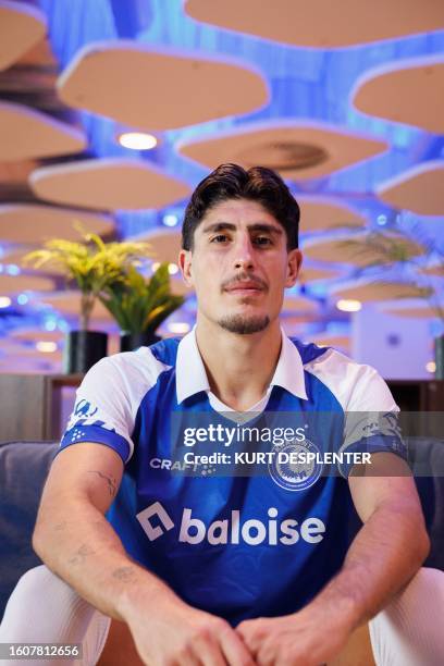 Gent's new player Omri Gandelman poses after signing a contract with Belgian soccer team KAA Gent, Friday 18 August 2023 in Gent. BELGA PHOTO KURT...