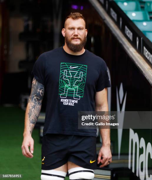 Snyman of South Africa during the South Africa men's national rugby team captain's run at Principality Stadium on August 18, 2023 in Cardiff, Wales.