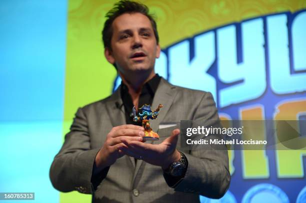 Activision Publishing, Inc. Eric Hirshberg speaks at Activision Reveals Innovative Skylanders SWAP Force at Toy Fair Event at NASDAQ MarketSite on...
