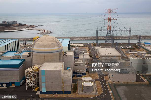The No. 1 reactor building stands at Korea Hydro & Nuclear Power Co.'s Shin-Kori nuclear power plant in Ulsan, South Korea, on Tuesday, Feb. 5, 2013....