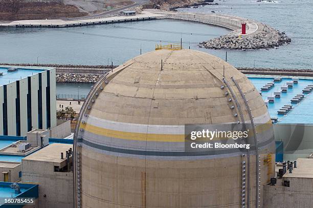 The No. 1 reactor building stands at Korea Hydro & Nuclear Power Co.'s Shin-Kori nuclear power plant in Ulsan, South Korea, on Tuesday, Feb. 5, 2013....