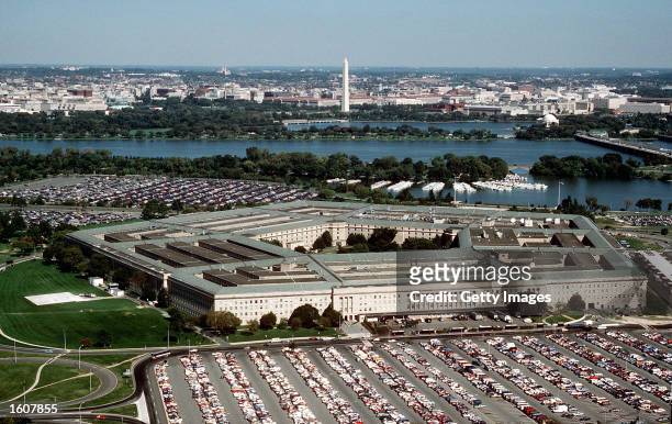 An aerial view of the Pentagon, headquarters of the Department of Defense, in Washington, DC in an undated photo. Officials from the Pentagon...