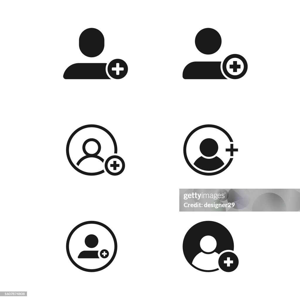 Add New User Icon Set Vector Design on White Background.