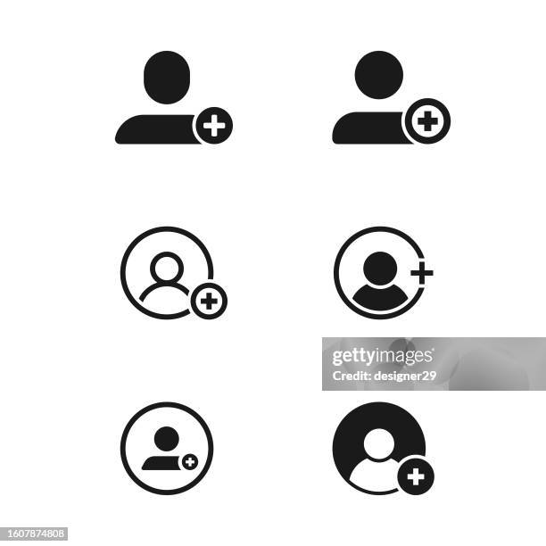 add new user icon set vector design on white background. - the fashion institute of technology stock illustrations