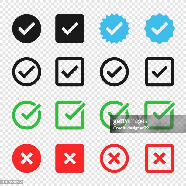 check mark icon set vector design on transparent background. - green check mark transparent background stock illustrations