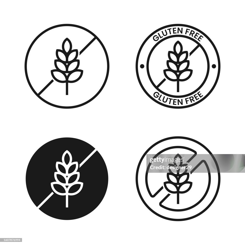 Gluten Free Icon Set.