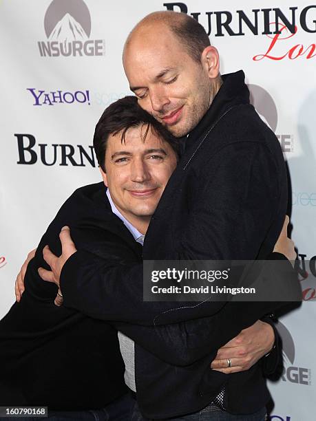 Actors Ken Marino and Paul Scheer attend the premiere of "Burning Love" Season 2 at the Paramount Theater on the Paramount Studios lot on February 5,...